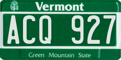 VT license plate ACQ927