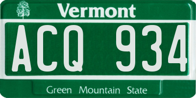 VT license plate ACQ934
