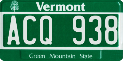 VT license plate ACQ938