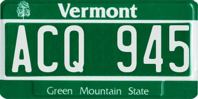 VT license plate ACQ945