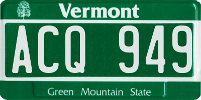 VT license plate ACQ949