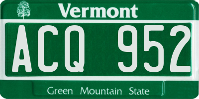 VT license plate ACQ952