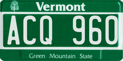 VT license plate ACQ960