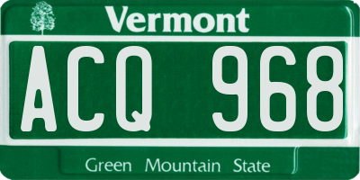 VT license plate ACQ968
