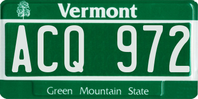 VT license plate ACQ972