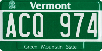 VT license plate ACQ974