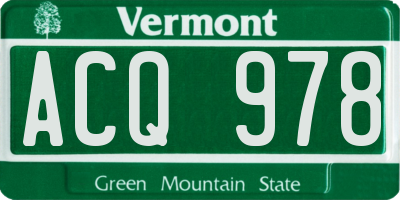 VT license plate ACQ978