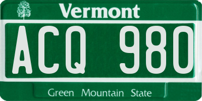 VT license plate ACQ980