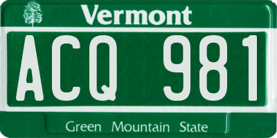 VT license plate ACQ981