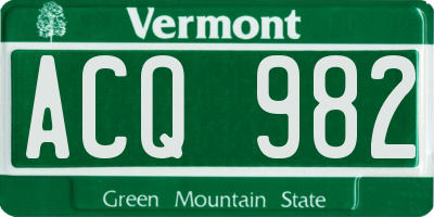 VT license plate ACQ982