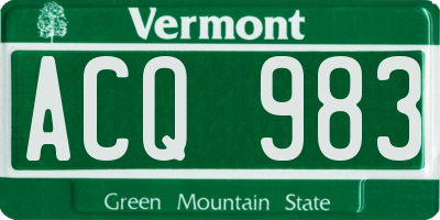 VT license plate ACQ983