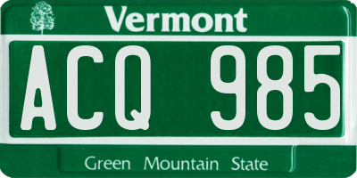 VT license plate ACQ985