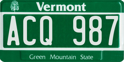 VT license plate ACQ987