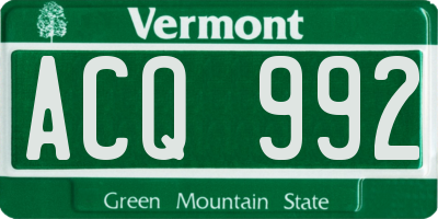 VT license plate ACQ992