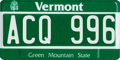 VT license plate ACQ996