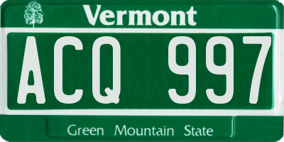 VT license plate ACQ997