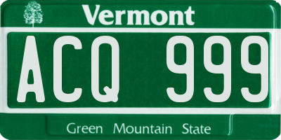 VT license plate ACQ999