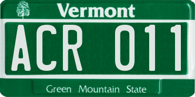 VT license plate ACR011