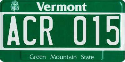 VT license plate ACR015