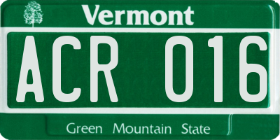 VT license plate ACR016