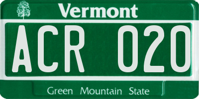 VT license plate ACR020