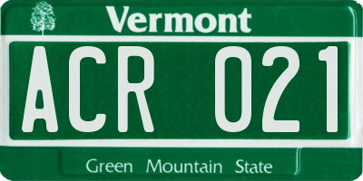 VT license plate ACR021
