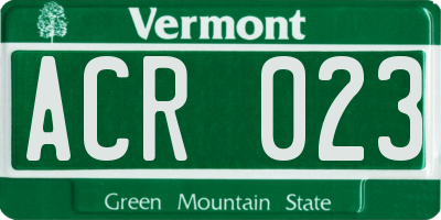 VT license plate ACR023