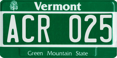 VT license plate ACR025