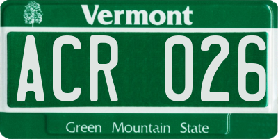 VT license plate ACR026