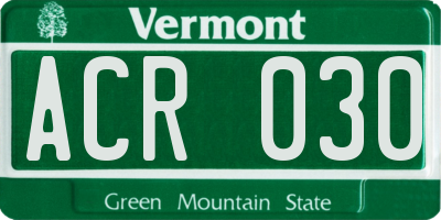 VT license plate ACR030