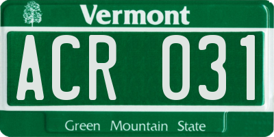 VT license plate ACR031