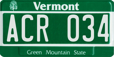 VT license plate ACR034