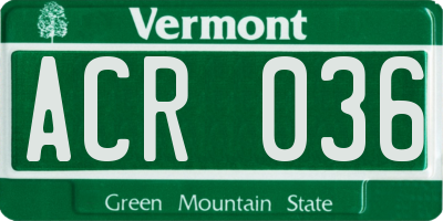 VT license plate ACR036