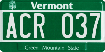 VT license plate ACR037