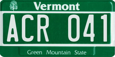 VT license plate ACR041