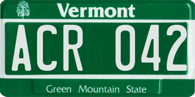 VT license plate ACR042