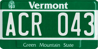 VT license plate ACR043