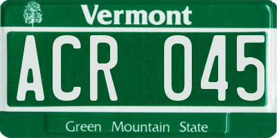 VT license plate ACR045