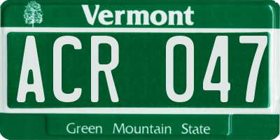 VT license plate ACR047