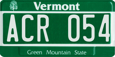 VT license plate ACR054