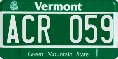VT license plate ACR059