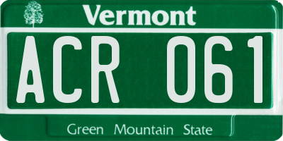 VT license plate ACR061