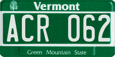 VT license plate ACR062