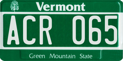 VT license plate ACR065