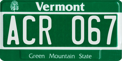VT license plate ACR067