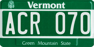 VT license plate ACR070