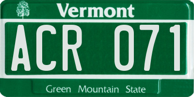 VT license plate ACR071