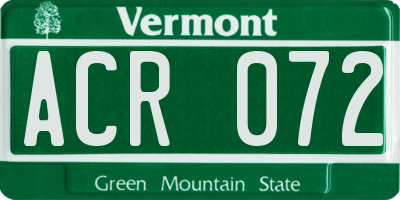 VT license plate ACR072