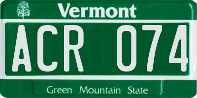 VT license plate ACR074