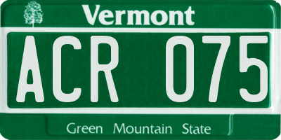 VT license plate ACR075